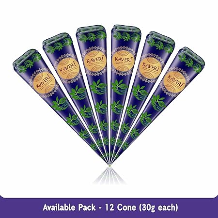 Kaveri Natural Henna Bridal Mehandi Cones for Hands & Hair Herbal Rajasthani Henna Paste in Natural Dark Brown Color With Nilgiri Oil for Dulhan Wedding Occasion Instant Mehendi Cone - Image 6