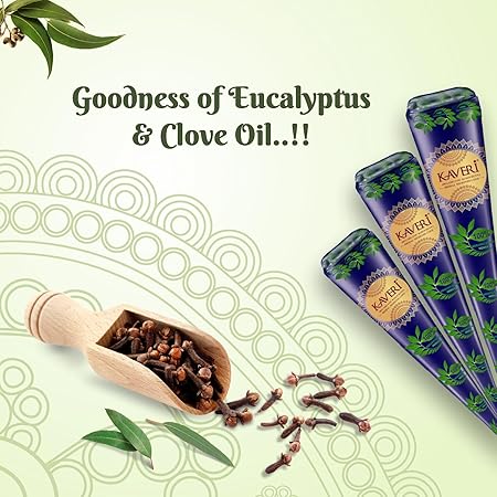 Kaveri Natural Henna Bridal Mehandi Cones for Hands & Hair Herbal Rajasthani Henna Paste in Natural Dark Brown Color With Nilgiri Oil for Dulhan Wedding Occasion Instant Mehendi Cone - Image 3