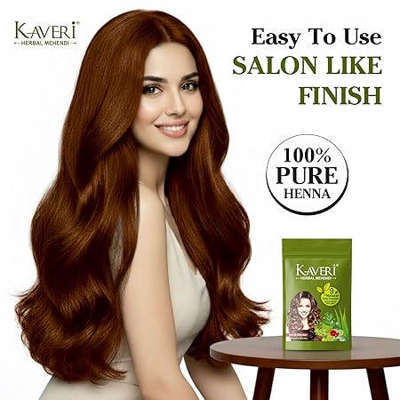 Kaveri Herbal Henna Natural Brown - 9 Herbs Henna Powder For Hair - Natural Mehndi Dye For Hair Colour - Provides Healthy & Shiny Hair - Image 4